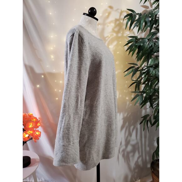 Ann Taylor Wool Alpaca Knit Gray Tunic Sweater Womens Size XL Bell Sleeve Ribbed - Picture 4 of 8